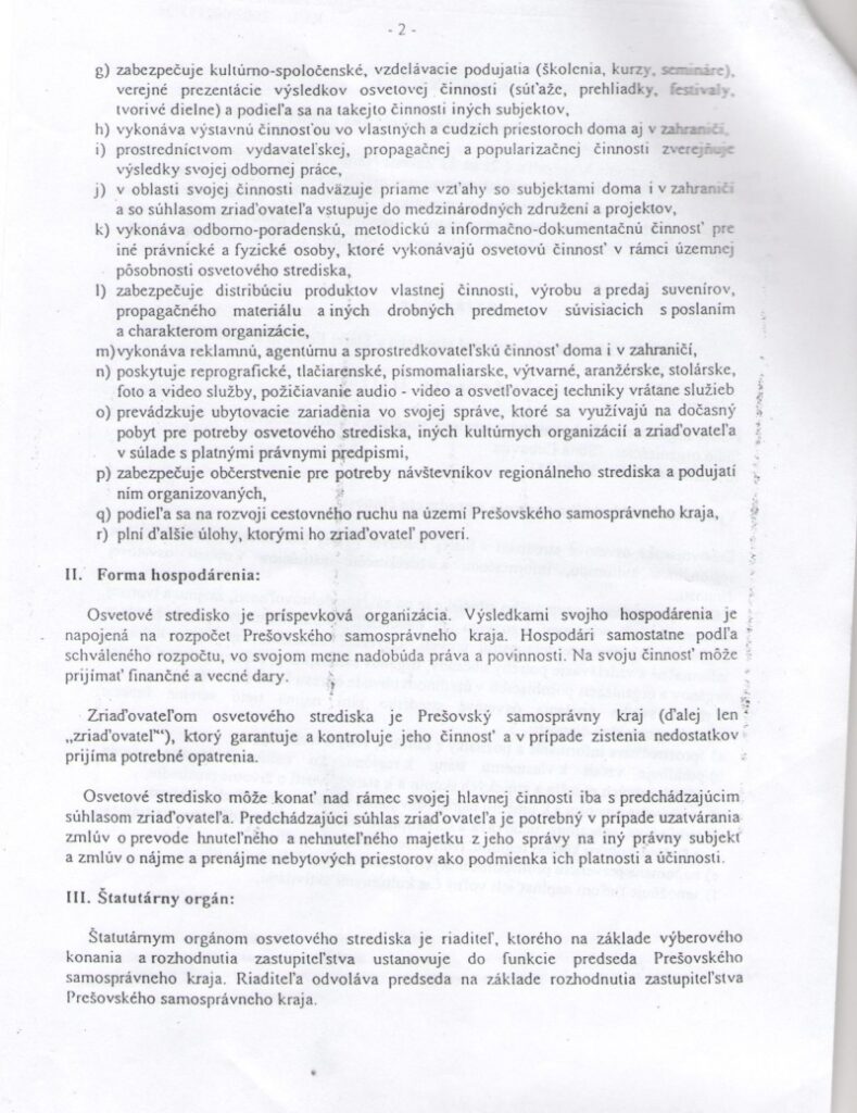 Zriaďovacia listina, strana 2